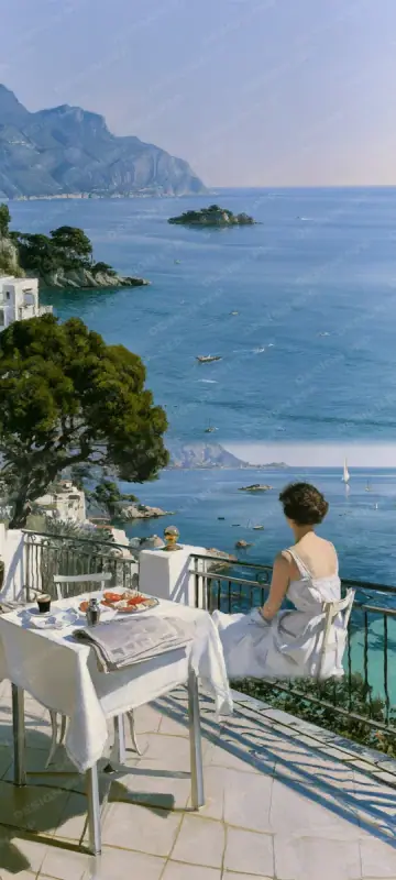 Larping: Breakfast on the terrace (phone wallpaper)