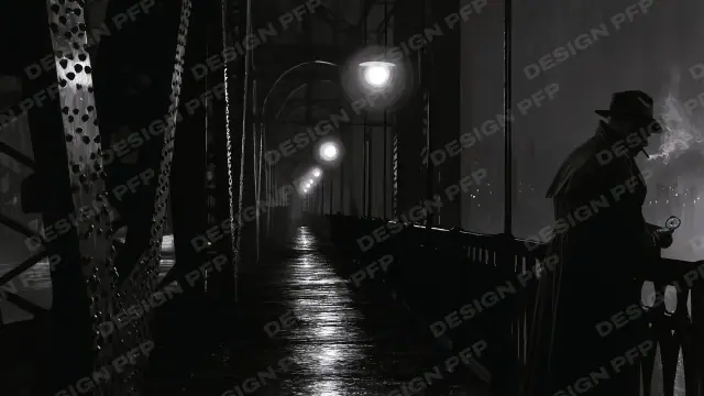 Noir Detective: The Bridge in the Fog (desktop wallpaper)