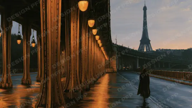 Nuit Parisienne: Pont de Bir-Hakeim (desktop wallpaper)