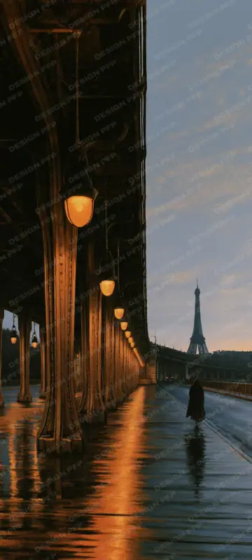 Nuit Parisienne: Pont de Bir-Hakeim (phone wallpaper)