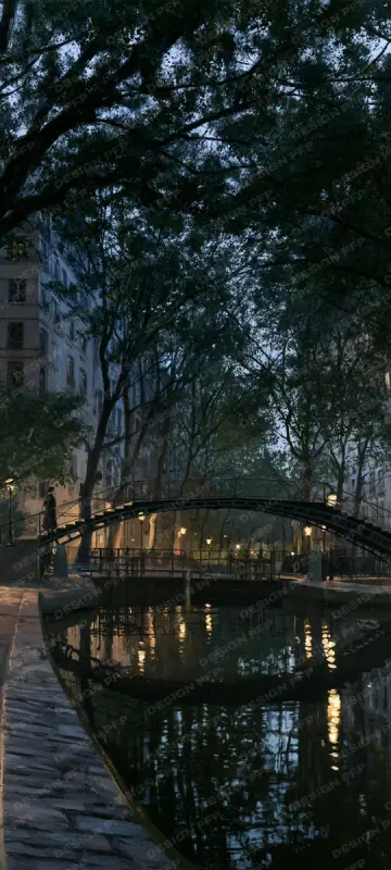 Nuit Parisienne: Canal Saint-Martin (phone wallpaper)