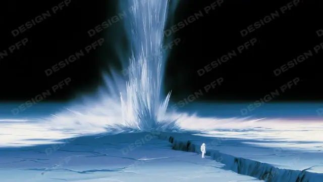 Sidéral: The ice geyser against the black (desktop wallpaper)