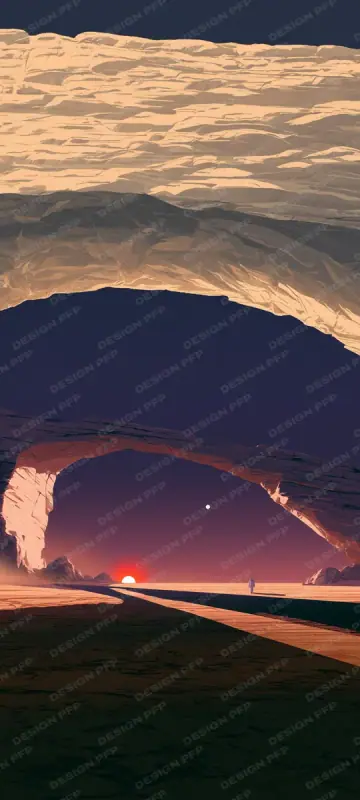 Sidéral: The stone arch under two suns (phone wallpaper)